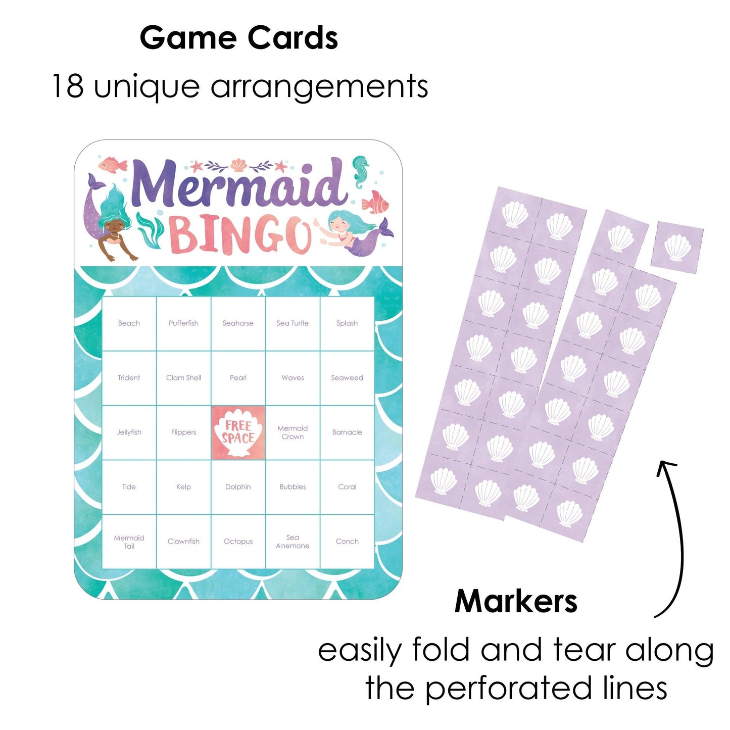 Mermaid Bingo Game - 18 Ct