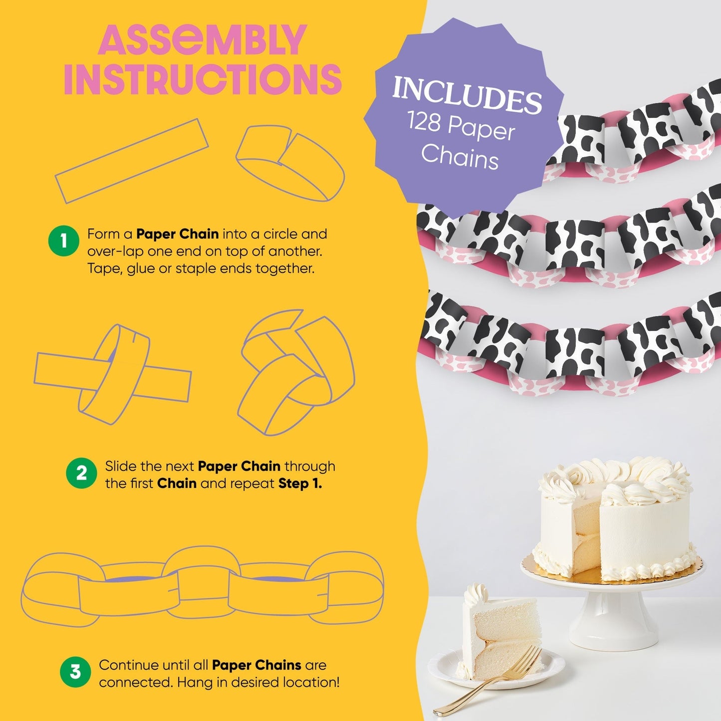 Rodeo Cowgirl DIY Paper Chains - 128 Pc