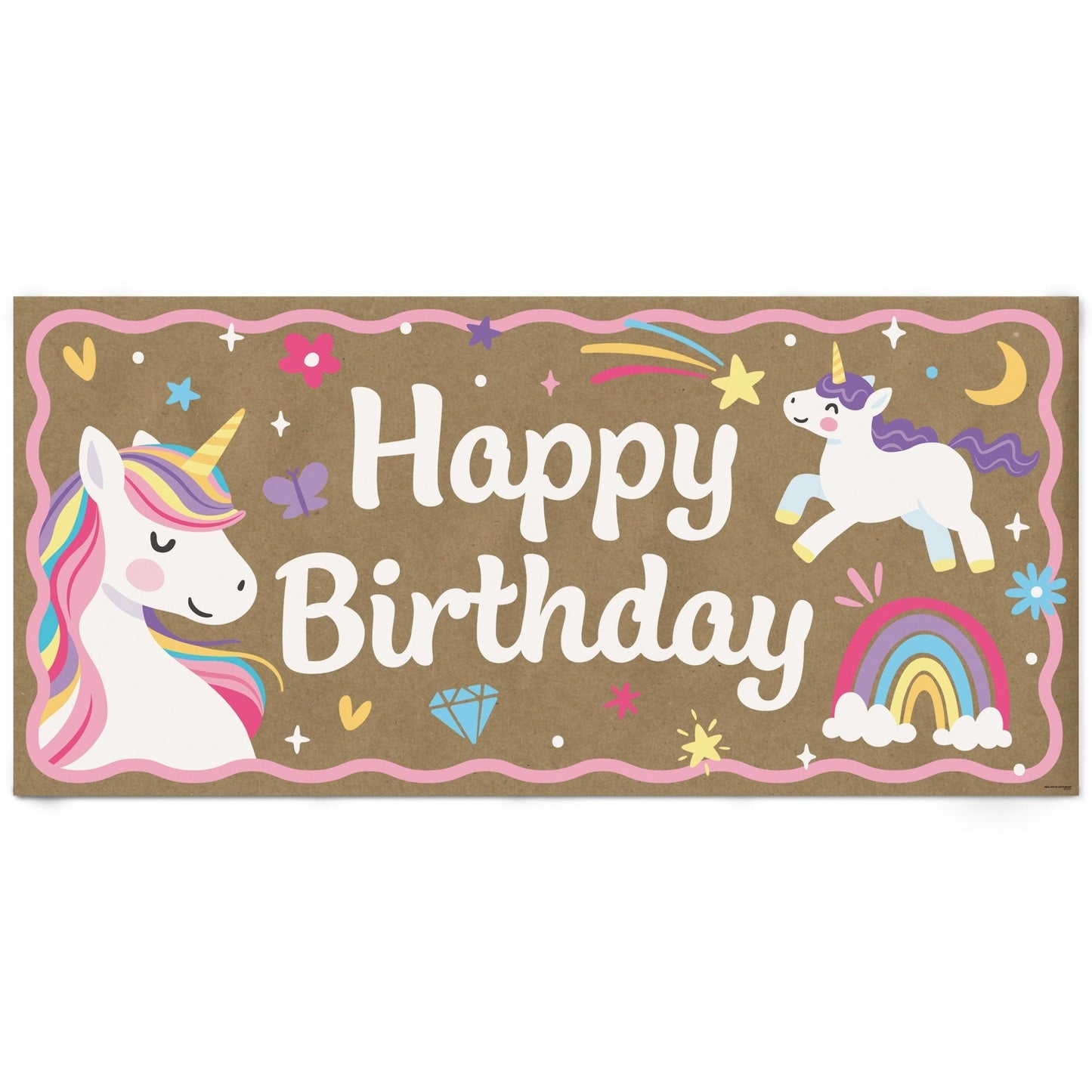Unicorn Birthday Kraft Banner