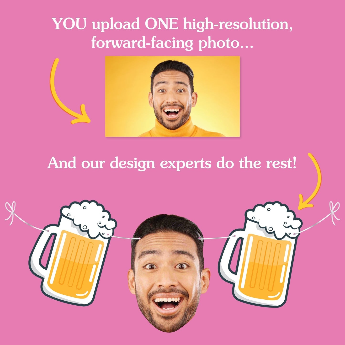 Custom Face Cheers & Beers Garland Banner