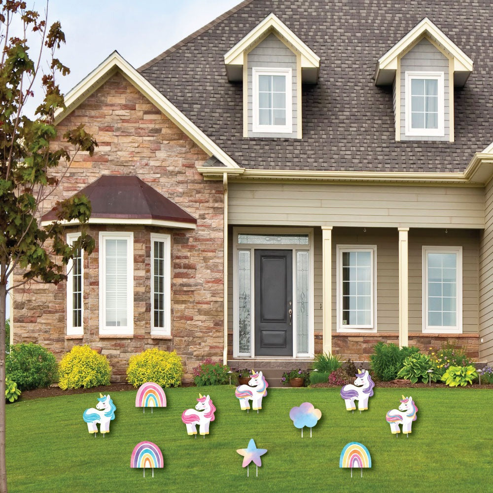 Unicorn Lawn Decorations - 10 Pc