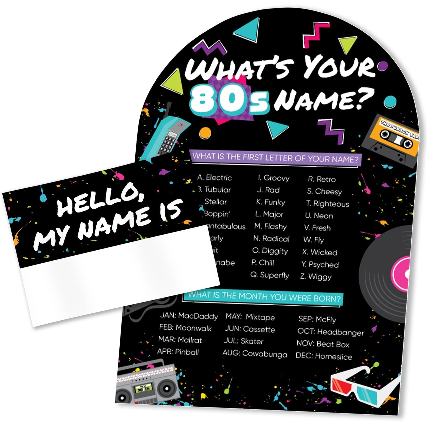 80s Retro What's Your Name Party Game