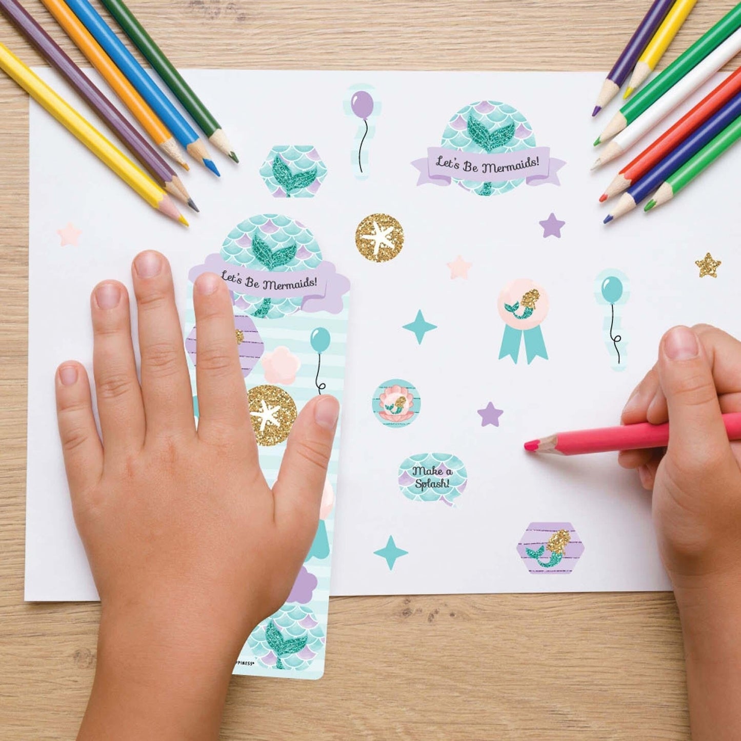Let's Be Mermaids - Birthday Party Favor Kids Stickers - 16 Sheets - 256 Stickers