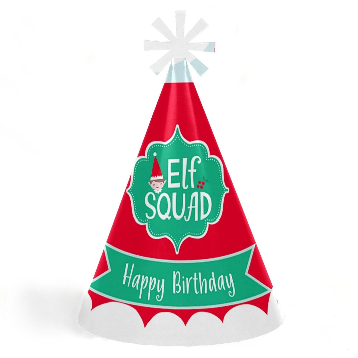 Elf Squad - Cone Happy Birthday Party Hats for Kids and Adults - Set of 8 (Standard Size)
