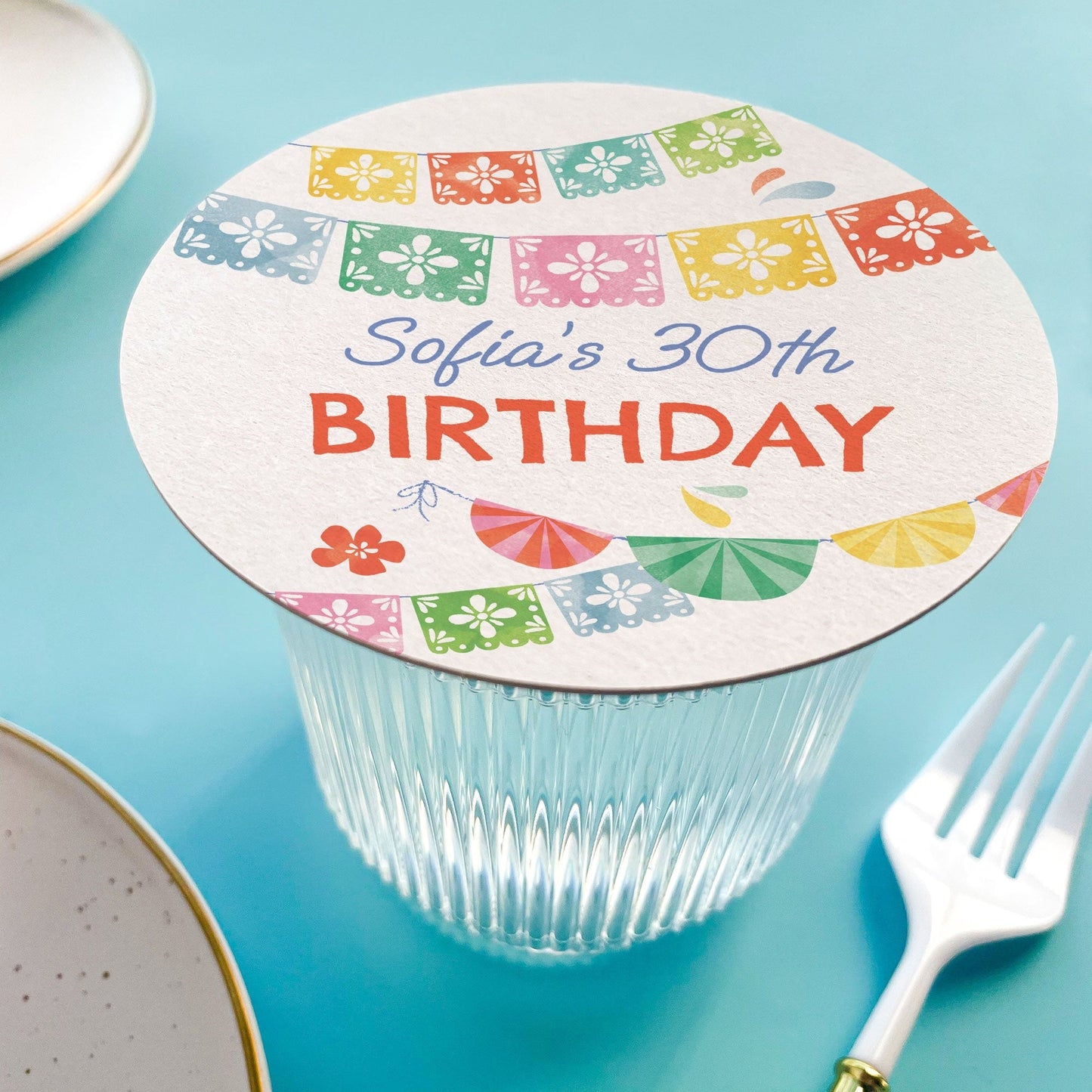 Custom Text - Drink Coasters - Fiesta - 25 Ct