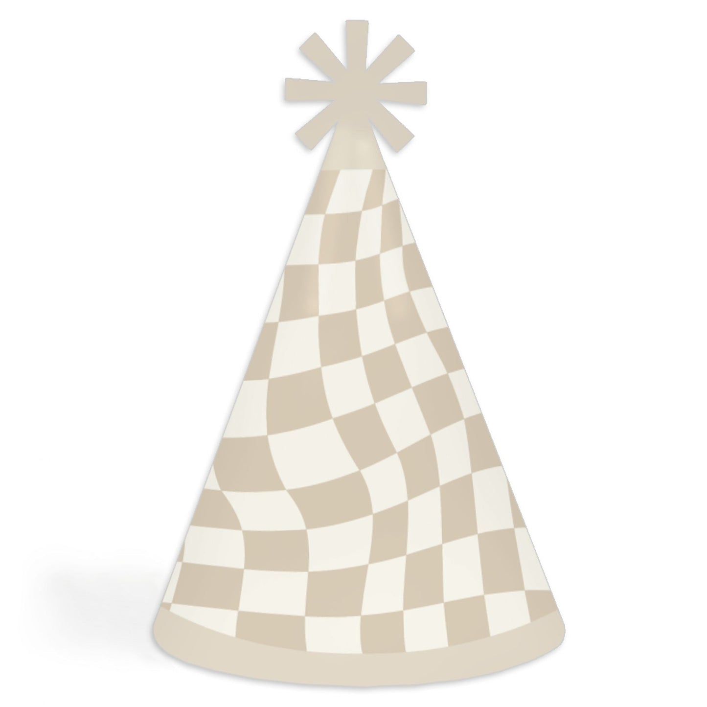 Checkered Party - Cone Happy Birthday Party Hats for Kids and Adults - Set of 8 (Standard Size)