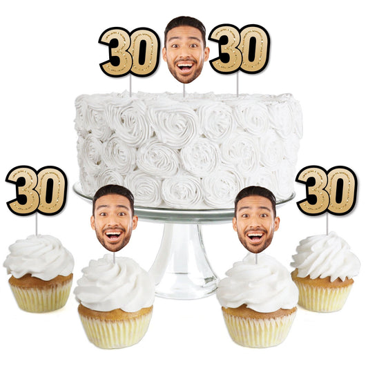 Custom Fun Face 30th Birthday Treat Picks - 24 Ct