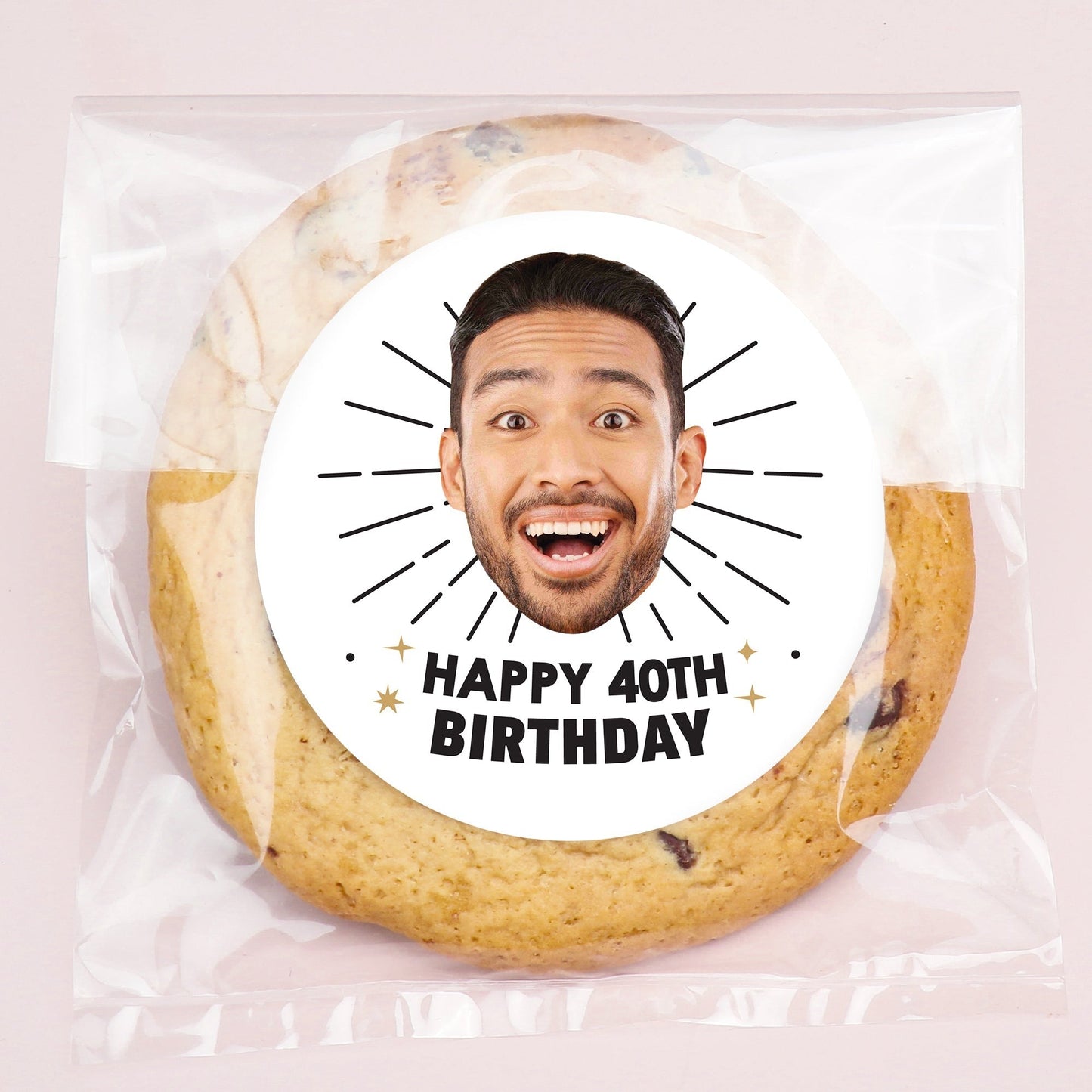 Custom Face Stickers & Clear Cookie Bags - Happy Birthday