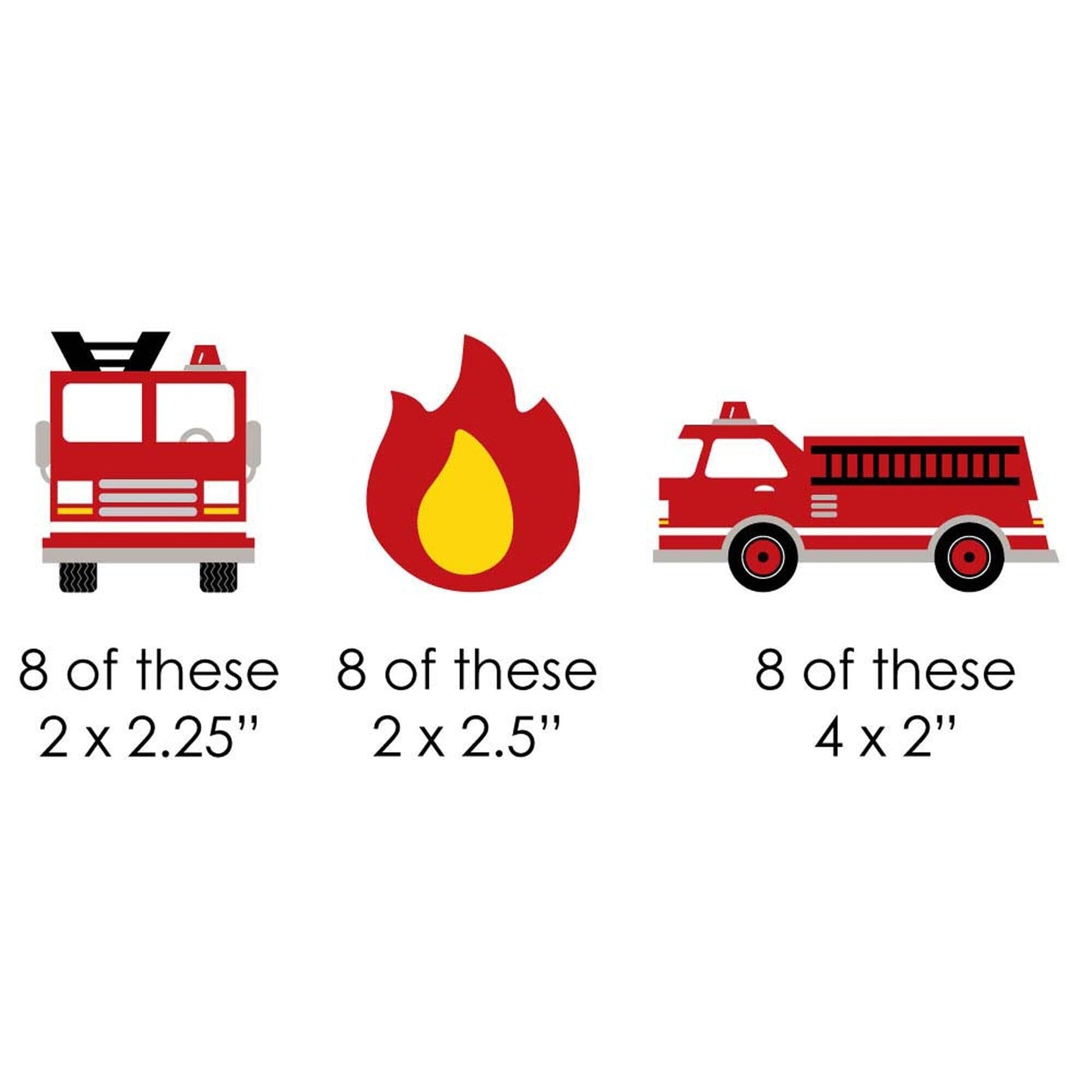 Fired Up Fire Truck - DIY Shaped Firefighter Firetruck Baby Shower or Birthday Party Cut-Outs - 24 ct