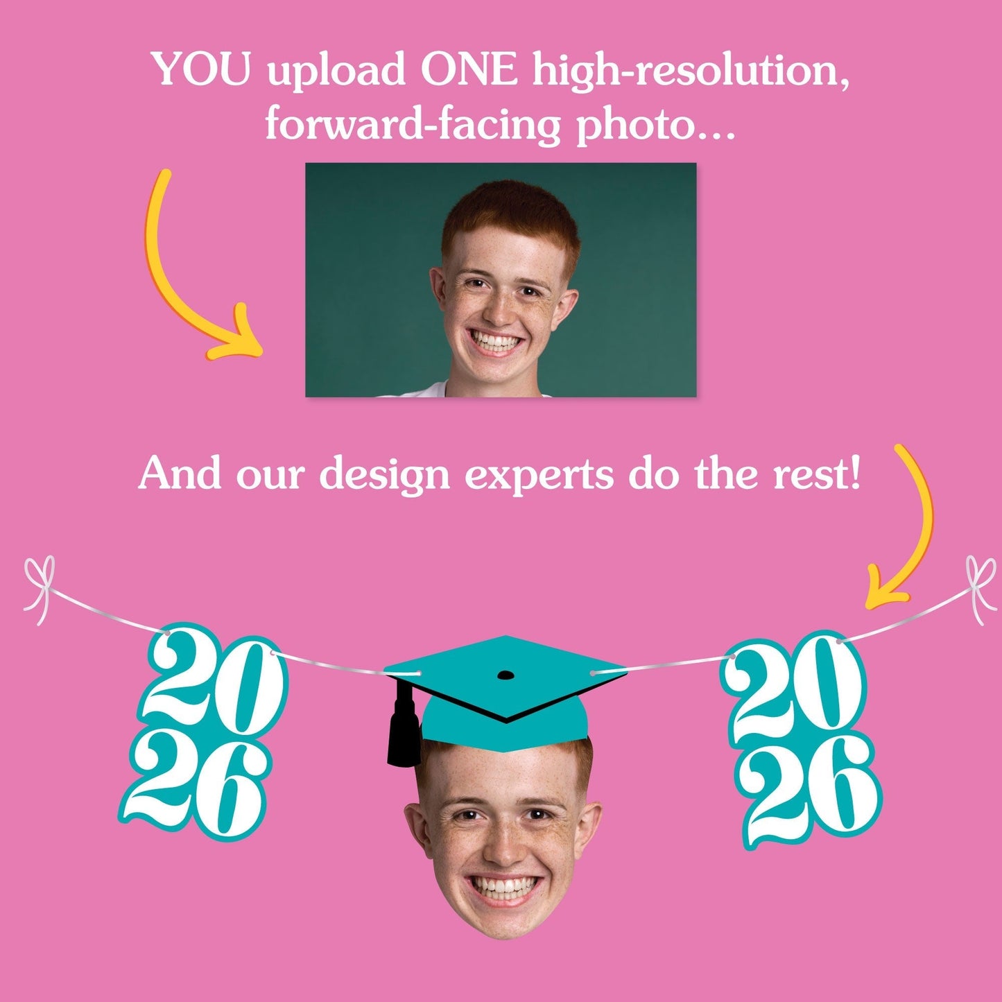 Custom Face Teal Graduation Garland Banner