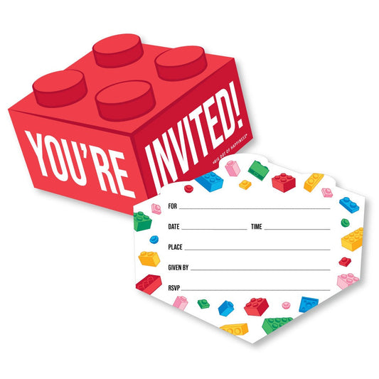 Building Blocks Shaped Fill-In Invitations - 12 Ct