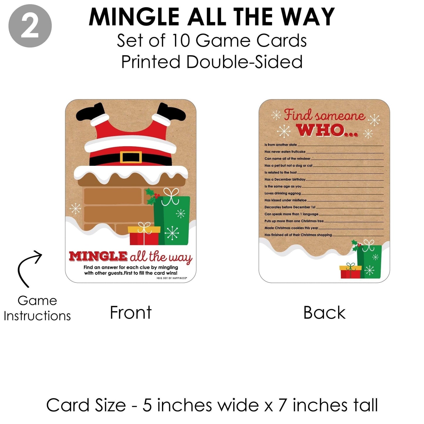 Jolly Santa Claus - 4 Christmas Party Games - 10 Cards Each - Naughty or Nice, Drink If, Mingle All the Way, What's Your Elf Name - Gamerific Bundle
