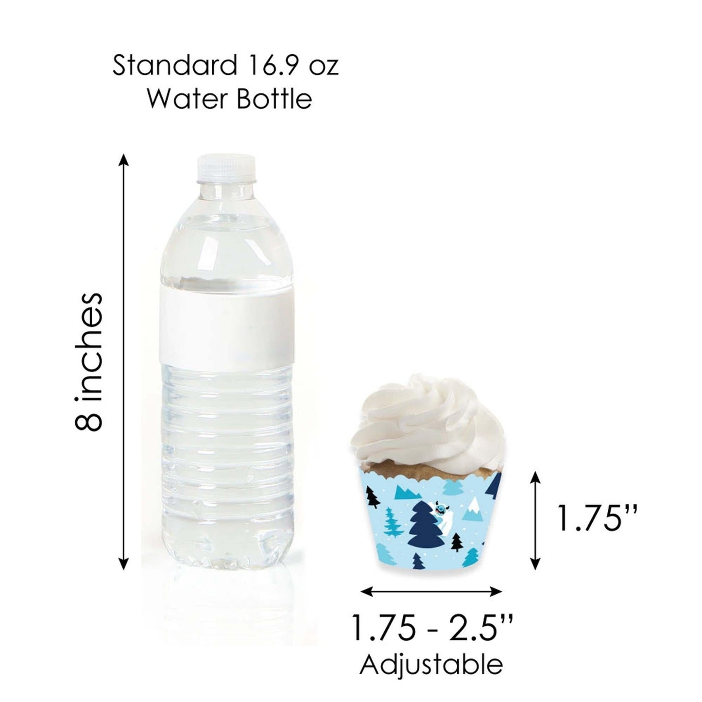 Yeti to Party - Cupcake Decoration - Abominable Snowman Party or Birthday Party Cupcake Wrappers and Treat Picks Kit - Set of 24