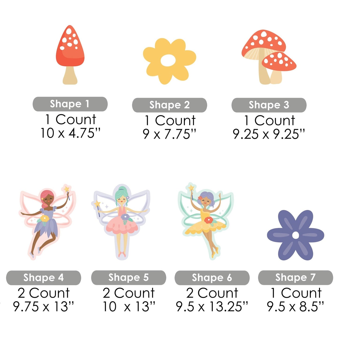 Let's Be Fairies - Flowers and Mushrooms Lawn Decorations - Outdoor Fairy Garden Birthday Party Yard Decorations - 10 Piece