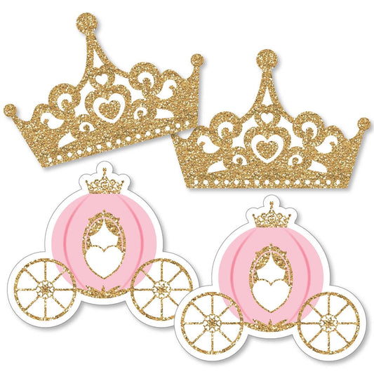 Little Princess Crown - Decorations DIY Pink and Gold Princess Baby Shower or Birthday Party Essentials - Set of 20