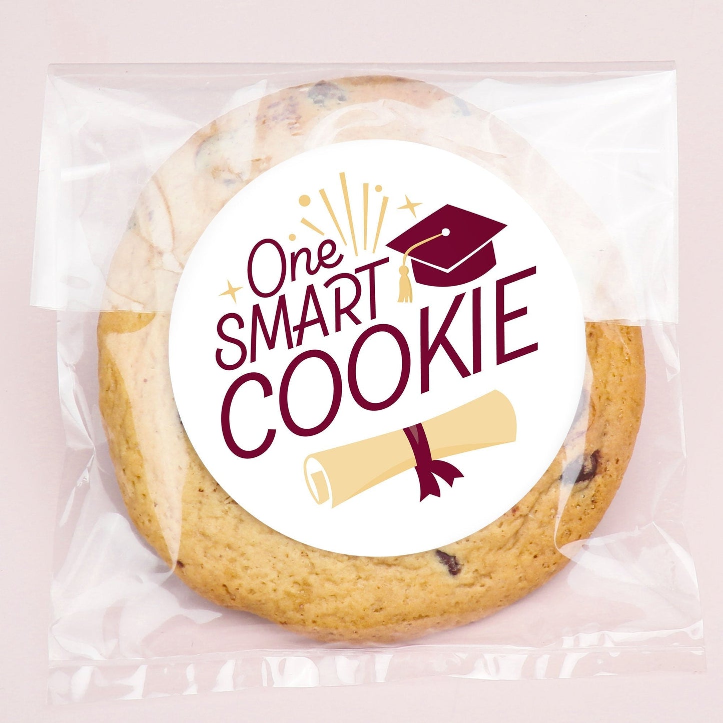 Maroon Grad Stickers & Clear Cookie Bags - 25 Ct