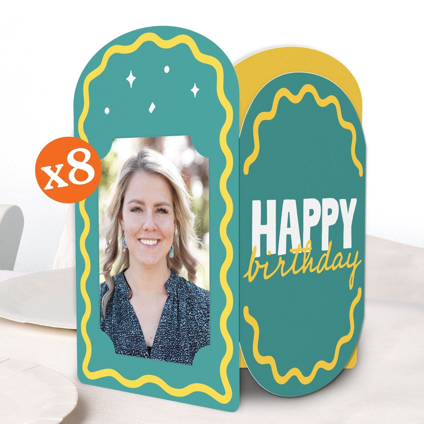 Wavy Birthday Photo Centerpieces - 8 Ct