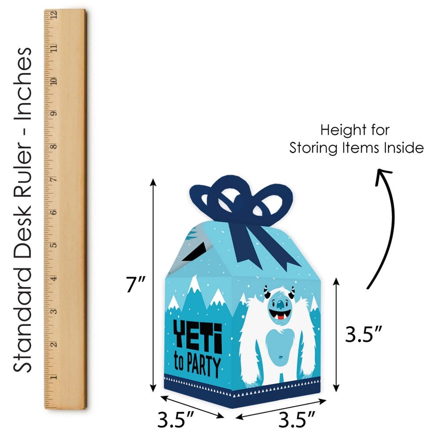 Yeti to Party - Square Favor Gift Boxes - Abominable Snowman Party or Birthday Party Bow Boxes - Set of 12