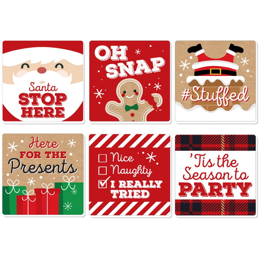 Jolly Santa Claus - Funny Christmas Party Decorations - Drink Coasters - Set of 6