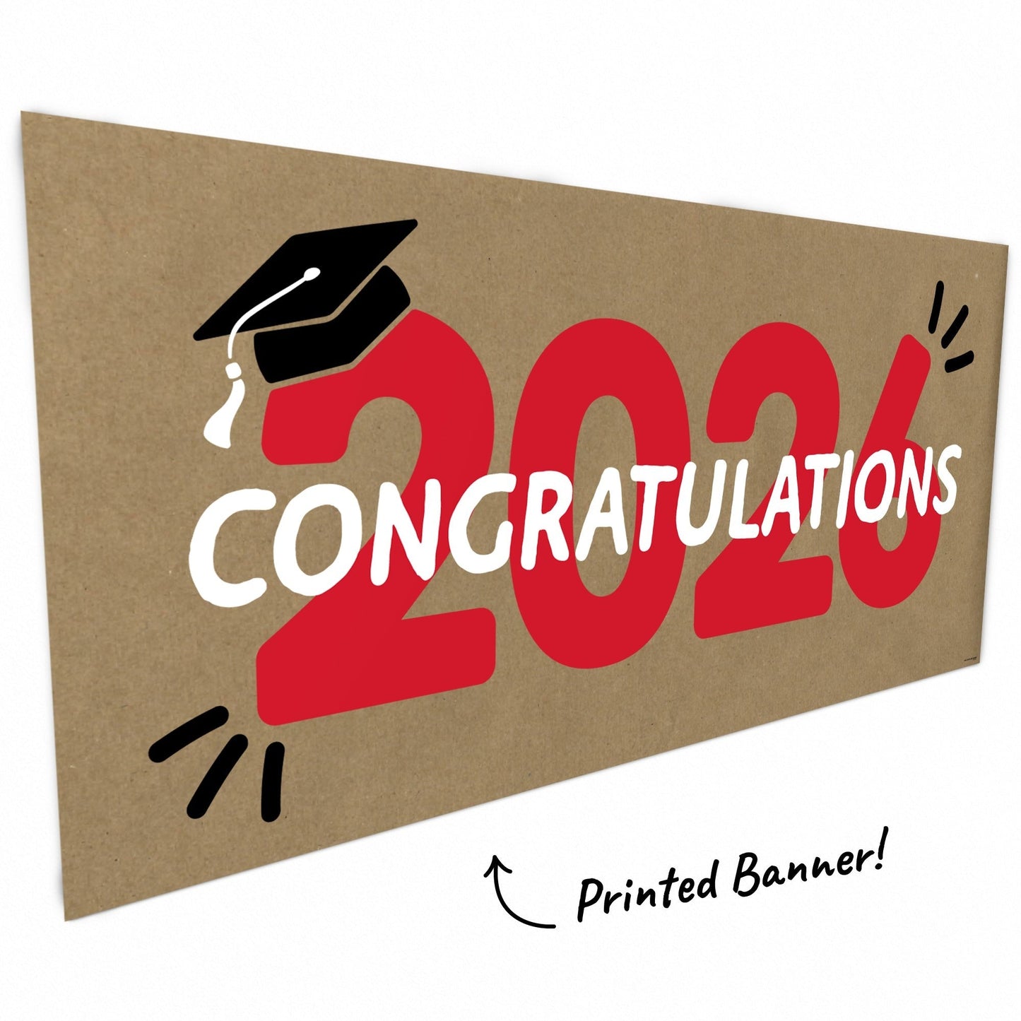Red 2026 Grad Kraft Banner