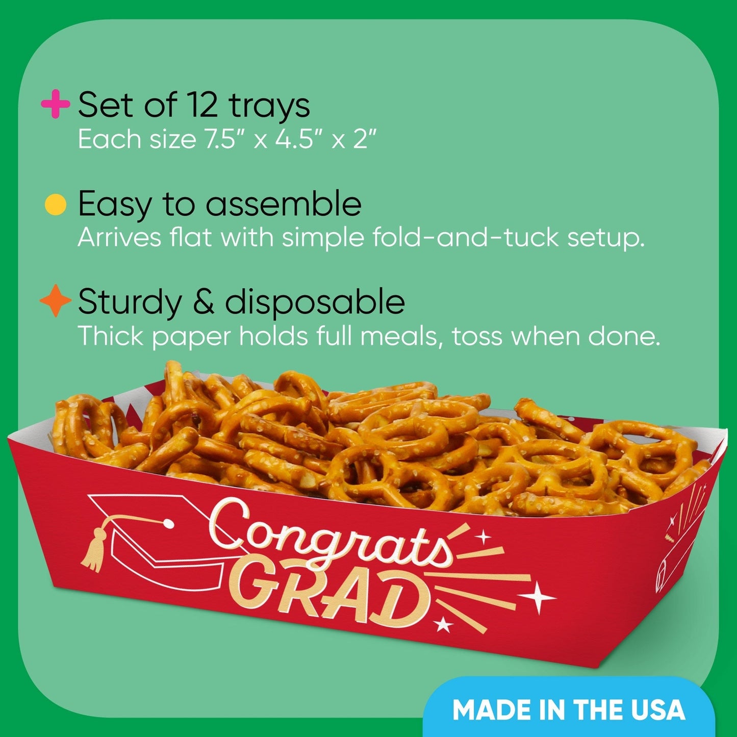 Red Graduation Paper Food Trays