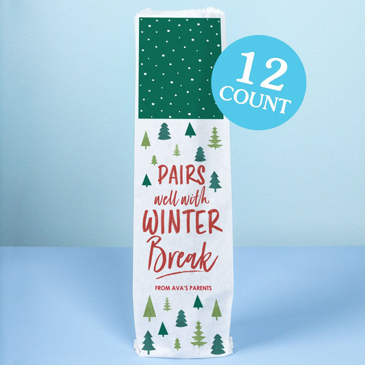 Custom Text Wine Bags - Teacher Holiday Presents