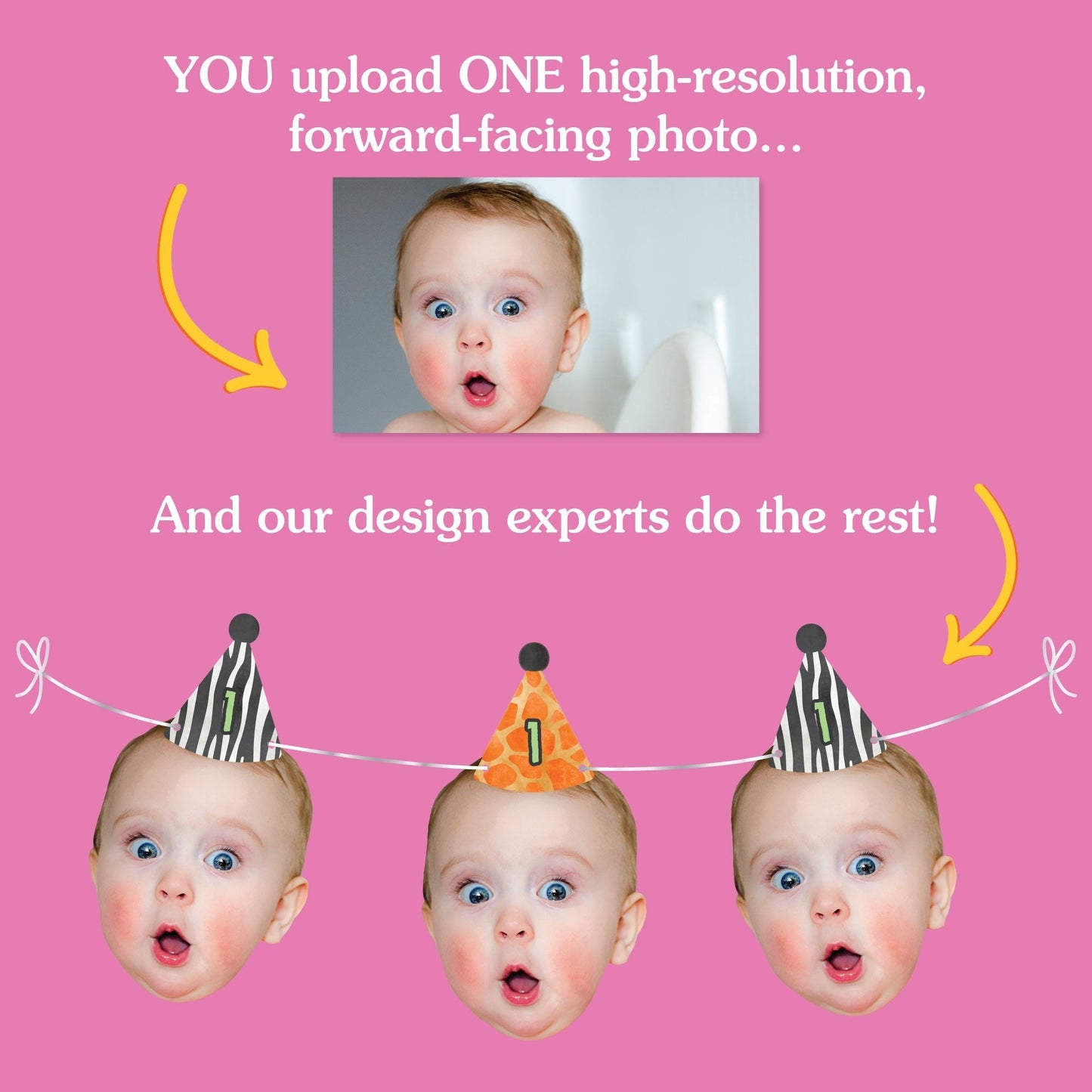 Custom Face Garland Banner - Safari Animal Prints