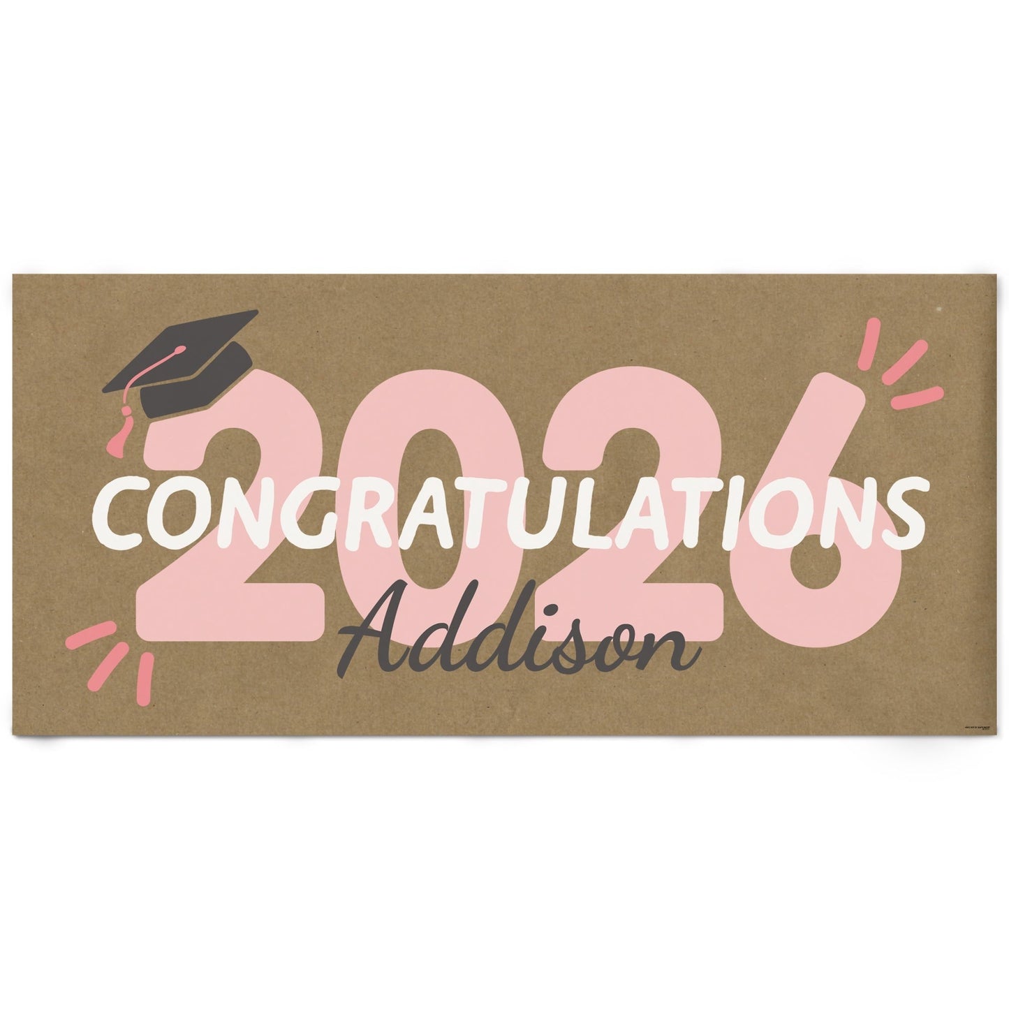 Custom Text Rose Gold 2026 Grad Kraft Banner