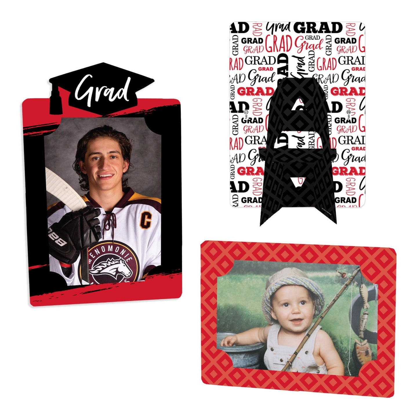 Red Grad - Best is Yet to Come - Red Graduation Party 4x6 Picture Display - Paper Photo Frames - Set of 12