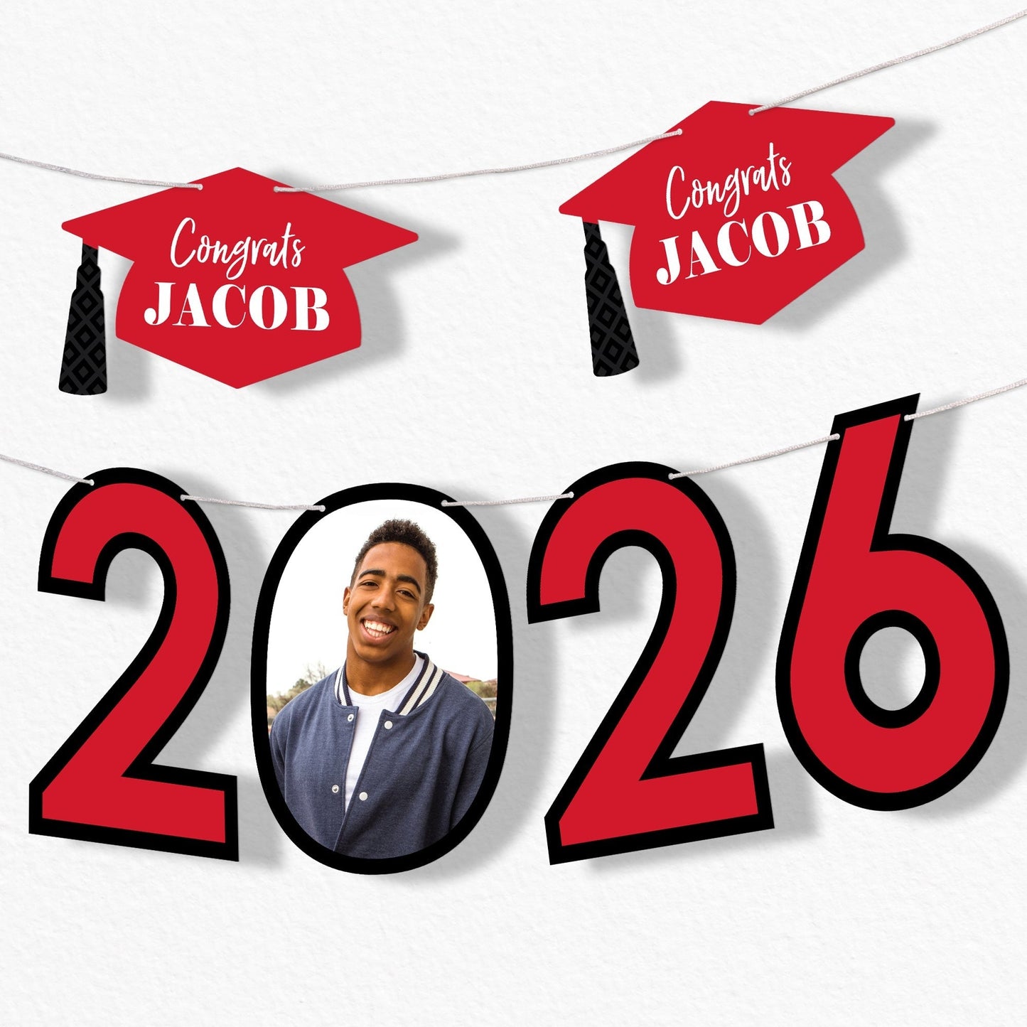 Custom Photo Red Grad Letter Banner