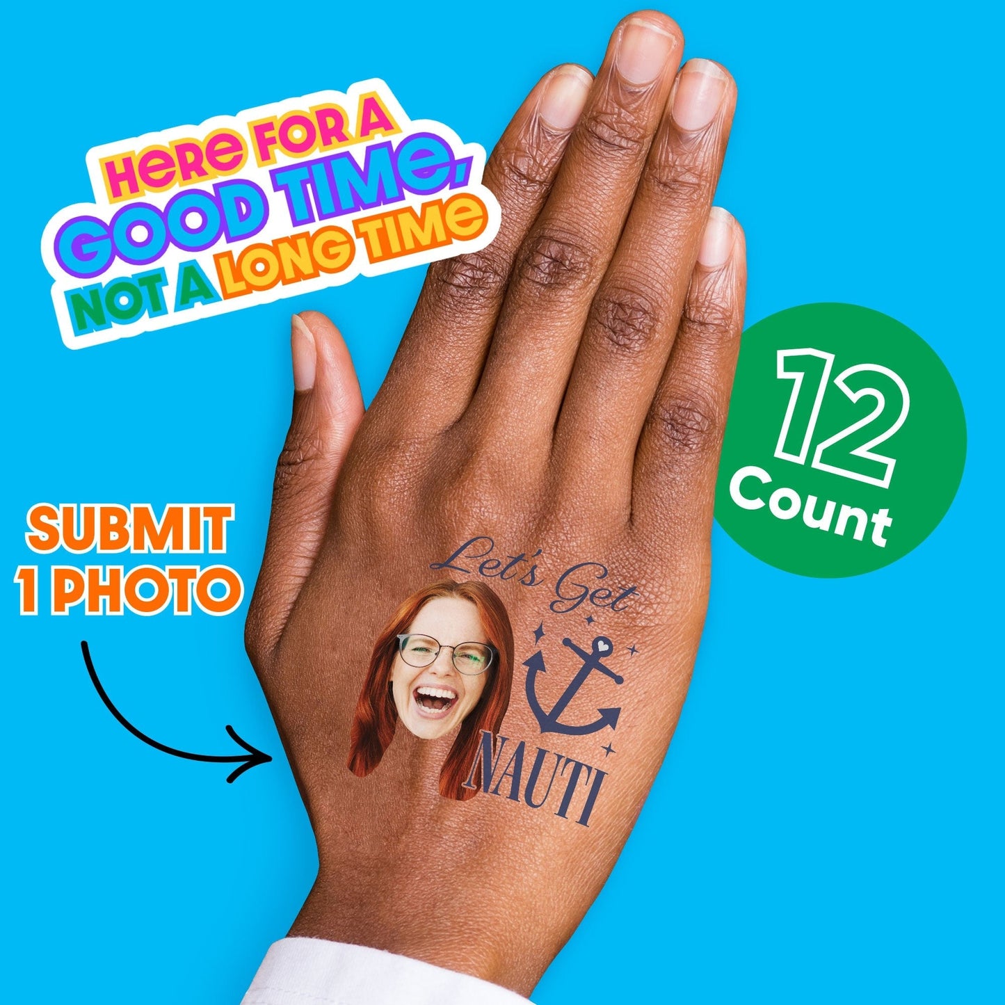 Custom Let's Get Nauti Temporary Tattoos - 12 Ct