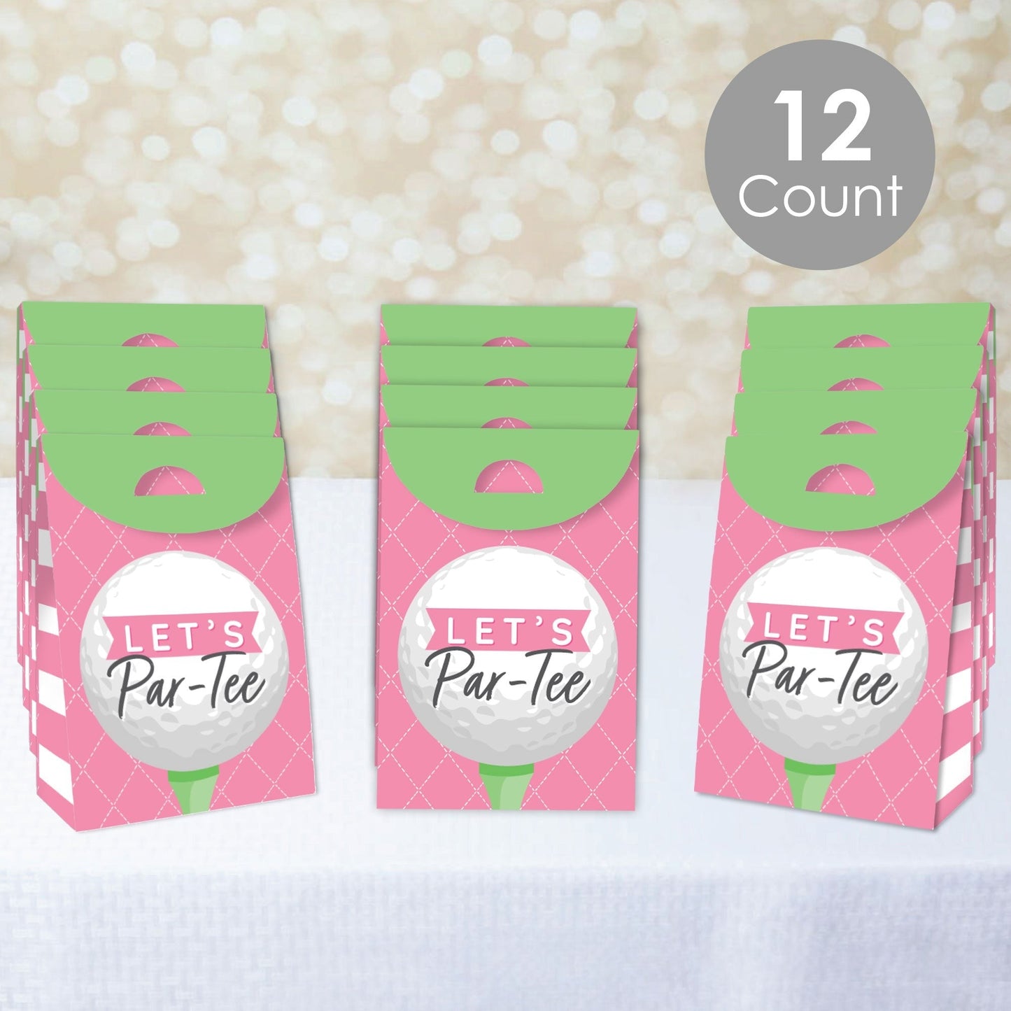 Golf Girl - Pink Birthday Party or Baby Shower Gift Favor Bags - Party Goodie Boxes - Set of 12