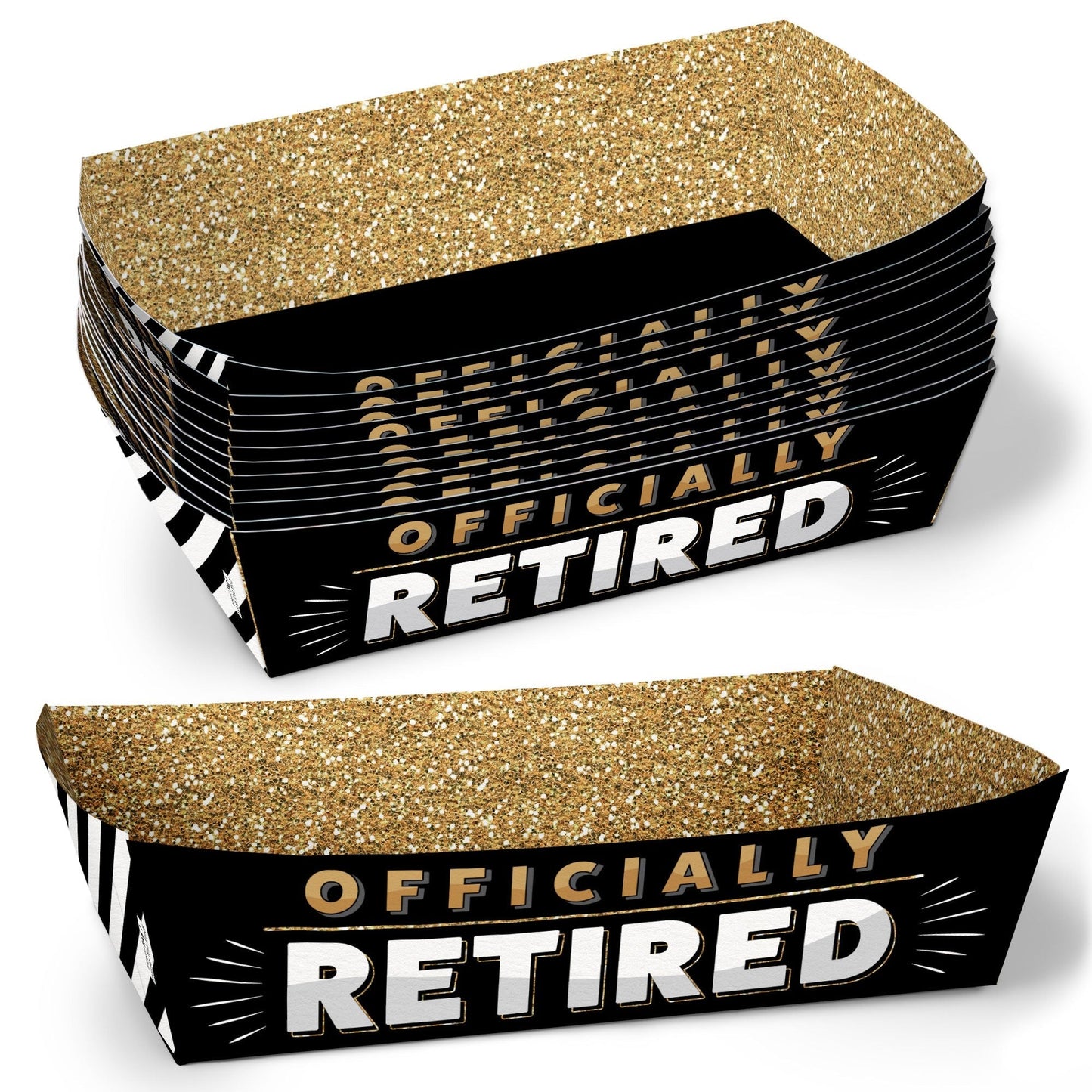 Officially Retired Party Paper Food Trays - 12 Ct
