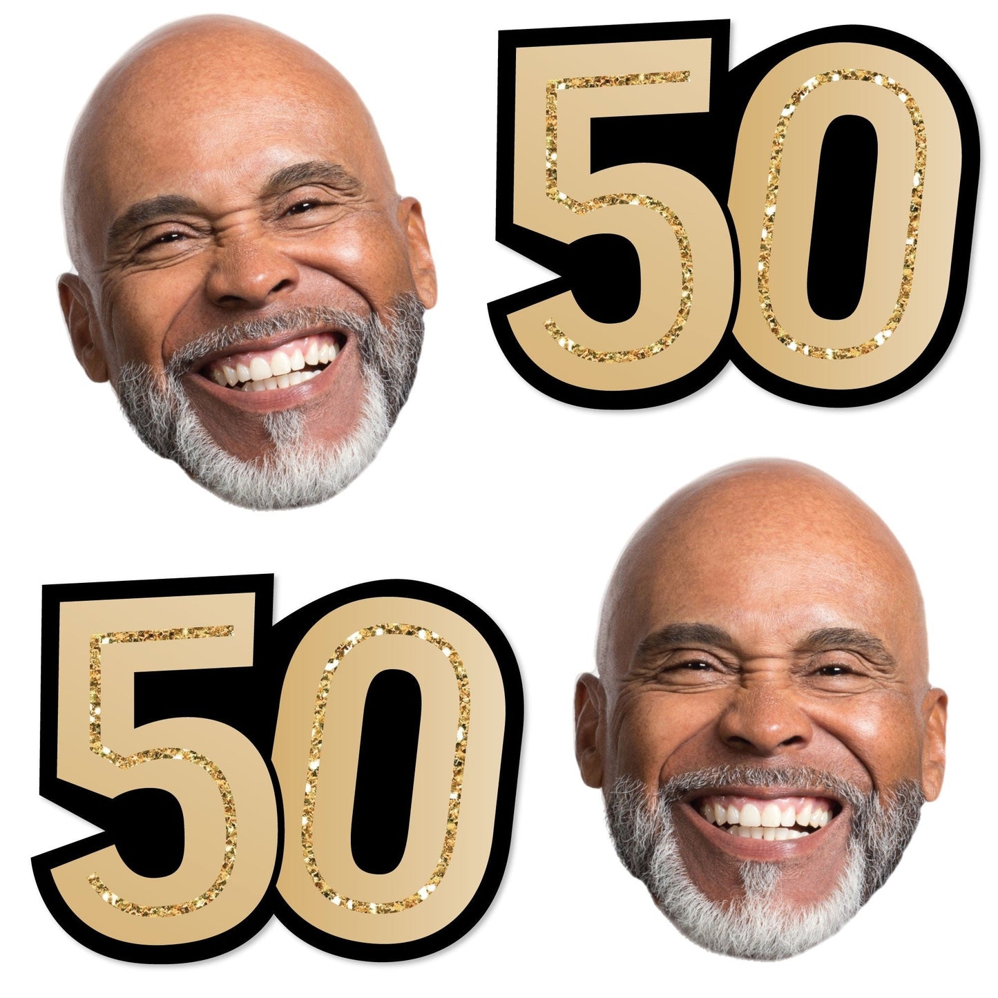 Custom Photo 50th Birthday Face Cutout Essentials - 20 Ct