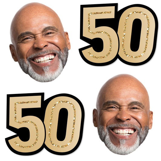 Custom Photo 50th Birthday Face Cutout Essentials - 20 Ct