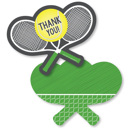 You Got Served - Tennis - Shaped Thank You Cards - Baby Shower or Tennis Ball Birthday Party Thank You Note Cards with Envelopes - Set of 12