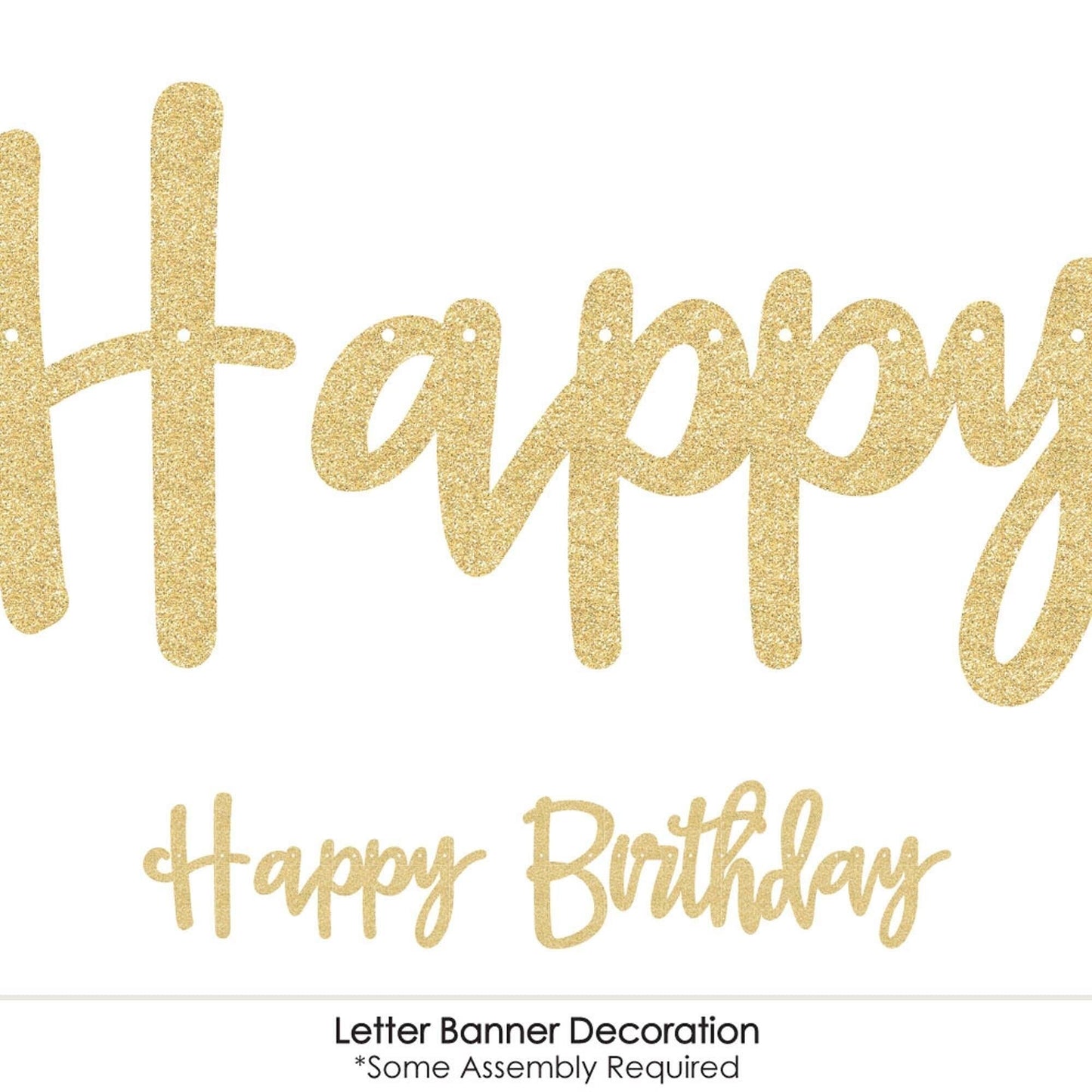 Adult 40th Birthday - Gold - Birthday Party Letter Banner Decoration - 36 Banner Cutouts and No-Mess Real Gold Glitter Happy Birthday Banner Letters