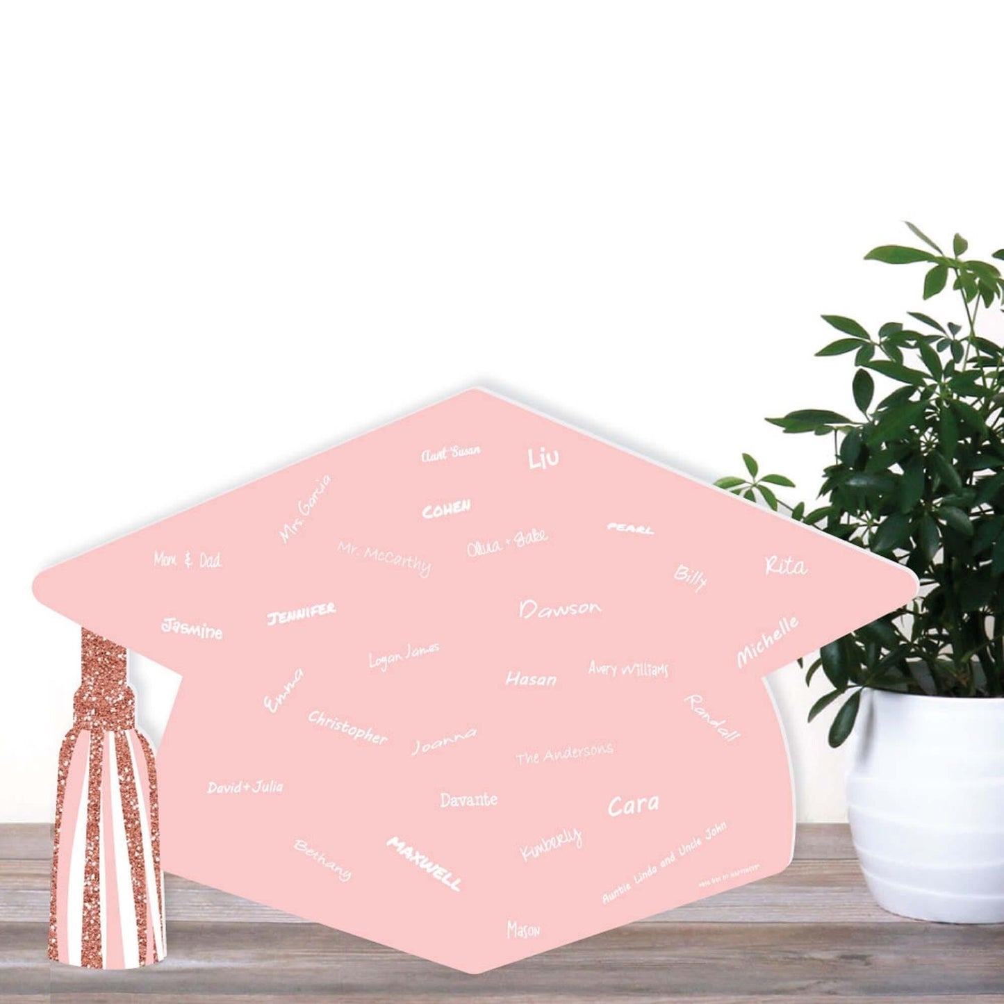 Rose Gold Grad - Grad Cap Guest Book Sign - Graduation Party Guestbook Alternative - Signature Mat