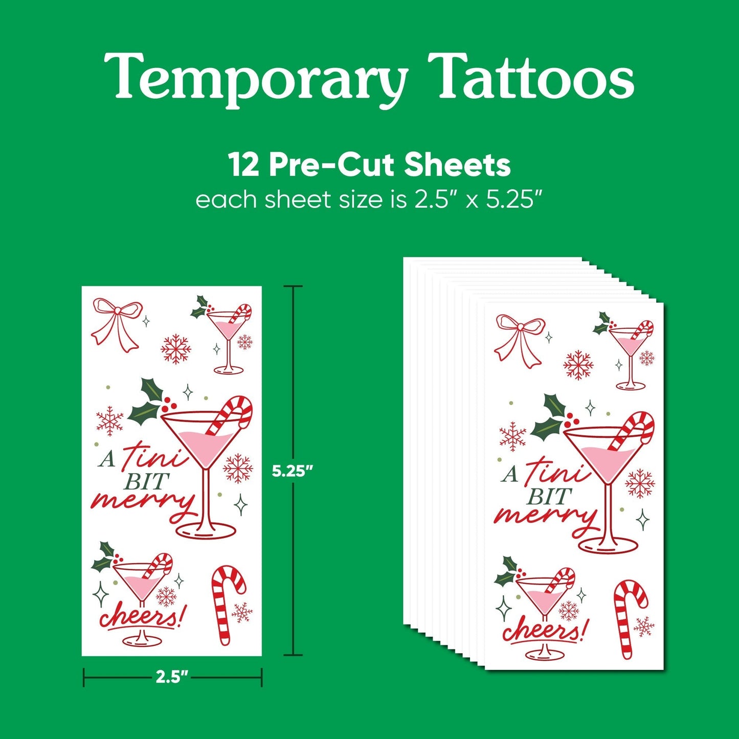 A Tini Bit Merry Temporary Tattoos - 72 Ct