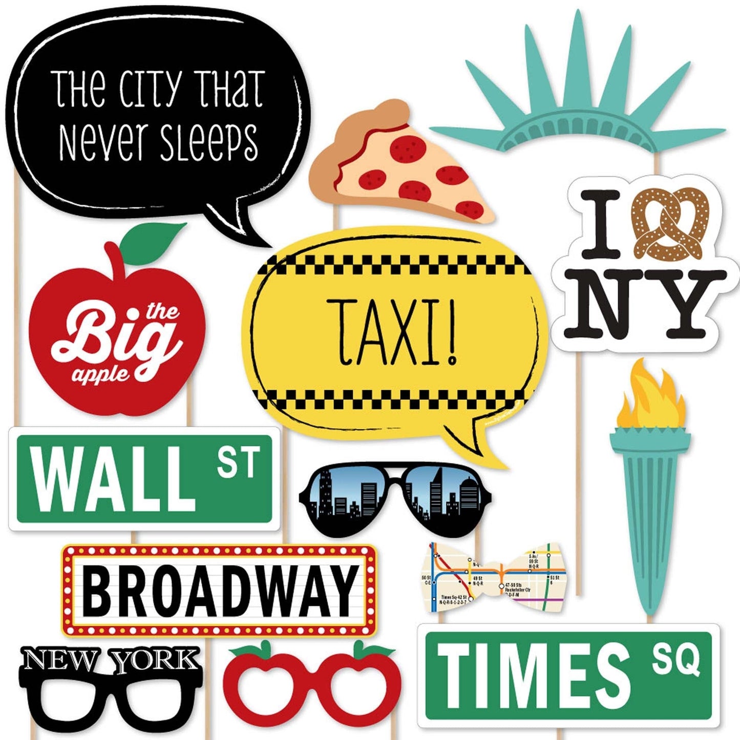 New York - NYC Cityscape Photo Booth Props - 20 Count
