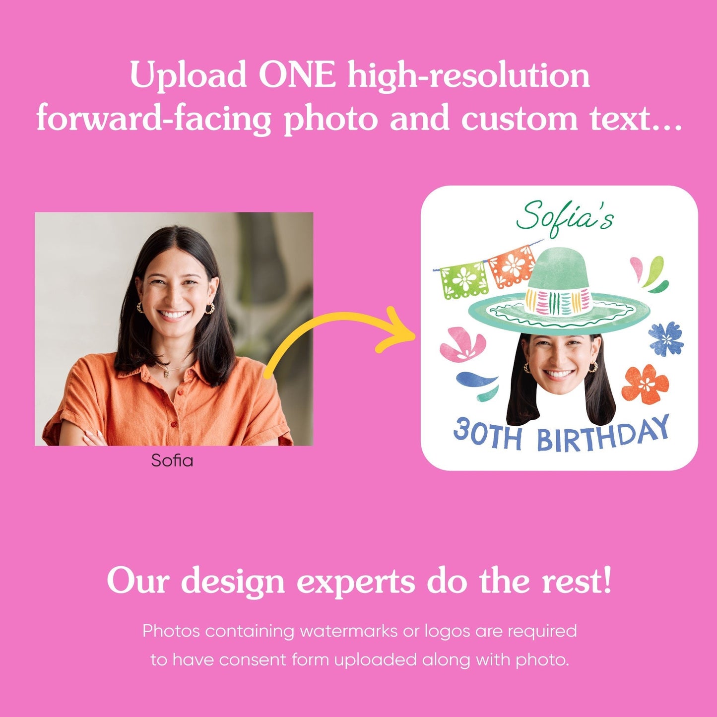 Custom Face Fiesta Temporary Tattoos - 12 Ct