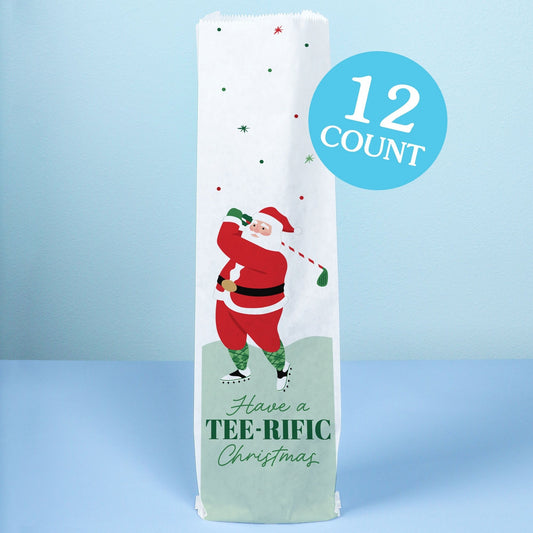 Wine Bags - Golfing Santa