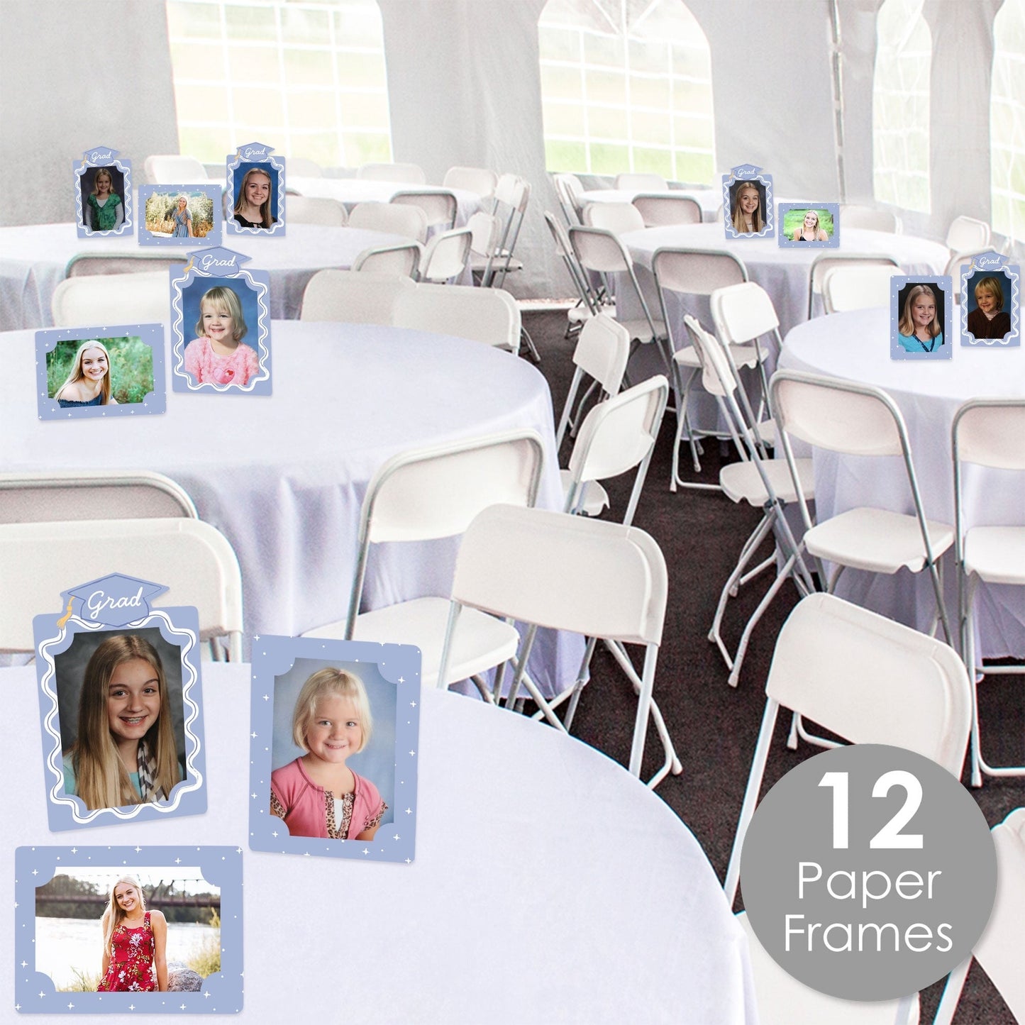 Pastel Grad Paper Photo Frames - 12 Ct