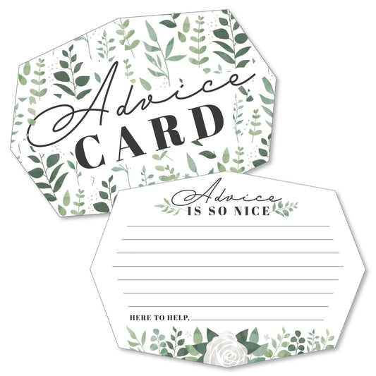 Boho Botanical - Wish Card Greenery Party Activities - Shaped Advice Cards Game - Set of 20