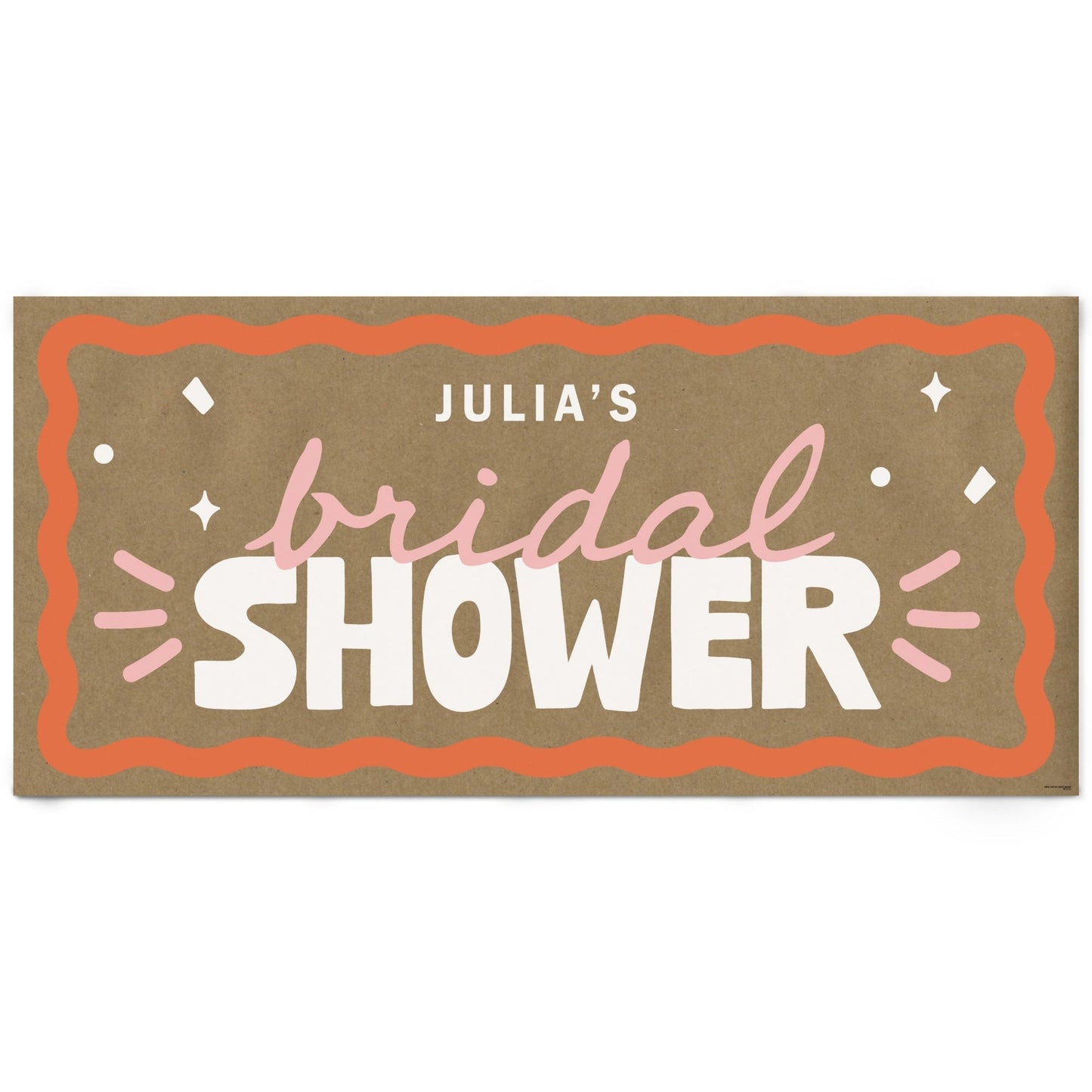Custom Text Wavy Bridal Kraft Banner