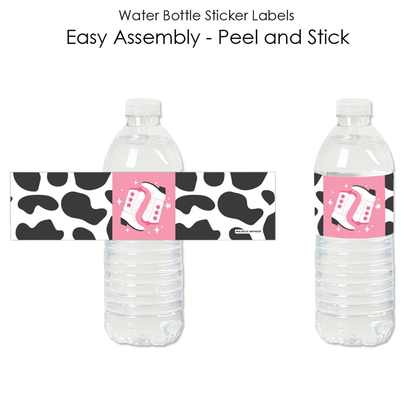 Rodeo Cowgirl - Pink Western Party Water Bottle Sticker Labels - Set of 20