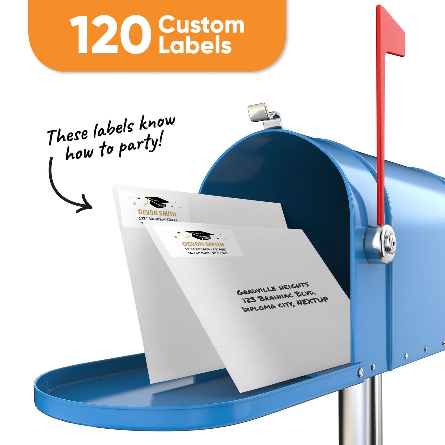 Custom Text Gold Graduation Return Address Labels - 120 Ct (Copy)