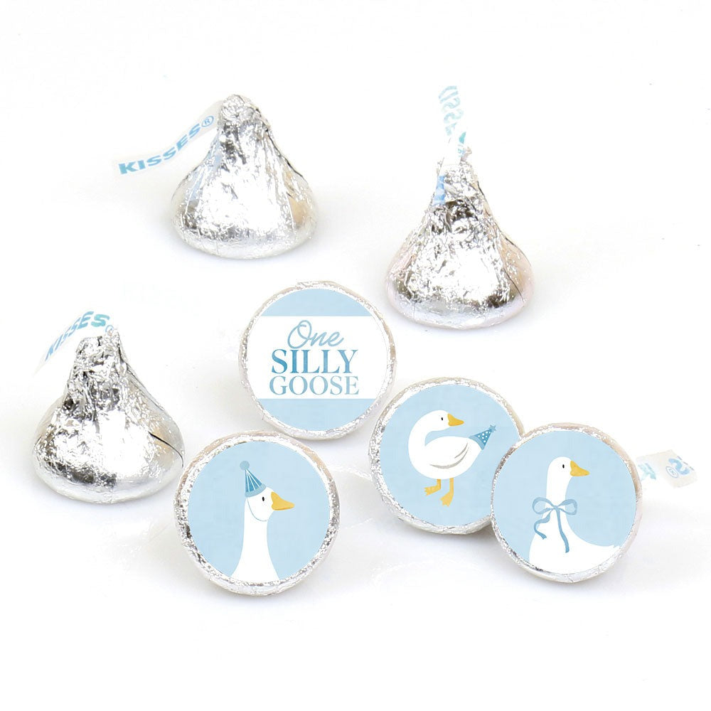 One Silly Goose Blue Candy Stickers - 1 Sheet of 108