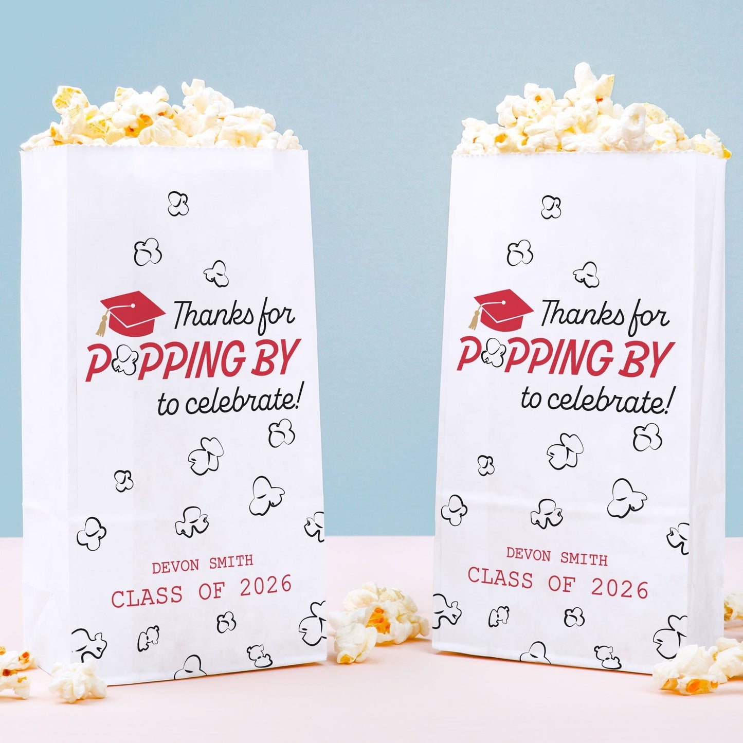 Custom Text Popcorn Bags - Red Grad - 100 Ct