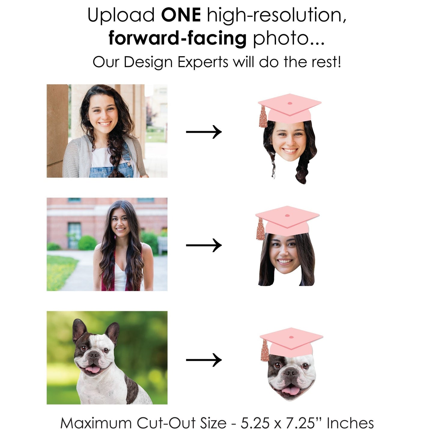 Custom Fun Face Rose Gold Grad Cap Essentials - 20 Ct